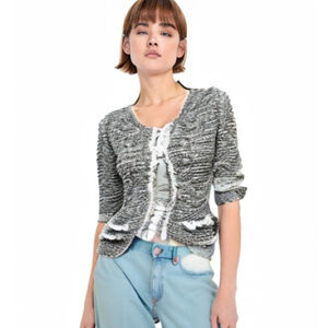 Women's Gray Textured Cardigan